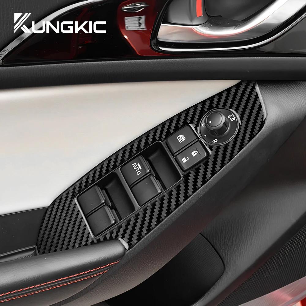 LHD RHD Real Soft Carbon Fiber Sticker For Mazda 3 Axela 2014 2015 2016 2017 2018 Car Window Lift Button Panel Trim Accessories
