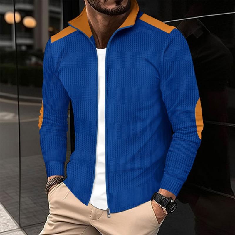 Autumn Men's Casual Long Sleeve Tops Embroidered Lapel Zipper Versatile Jacket