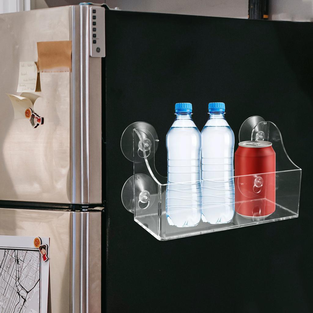 1Pcs Beverage Display Rack Suction Type Transparent Acrylic Refrigerator Shelf Drinks Organizer Fridge Storage Rack Kitchen Use