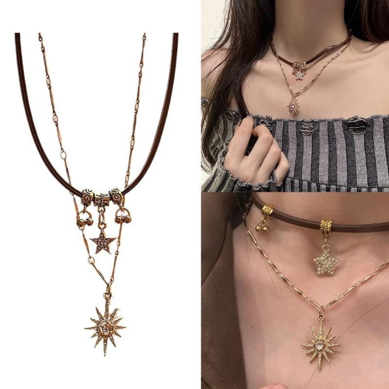 Retro Charm Necklace Trendy Pendant Neckchains Jewelry Women's Clavicular Chain for Daily Wear and Special Occasions