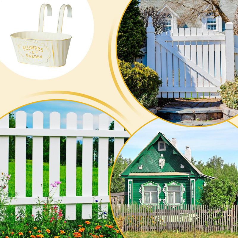 Metal Iron Hanging Flower Pots Wall Mounted Window Box Outdoor Plants Planter Railing Planter Oval Hanging Pot for Fence Garden