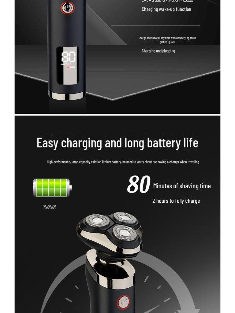 Rechargeable 3-in-1 Waterproof Electric Shaver: Beard Trimmer, Hair Clipper & Nose Trimmer Set