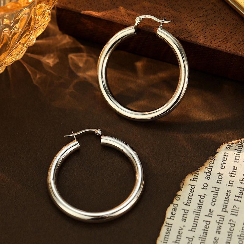 

Большие модные серьги-кольца Banyan Tree из серебра S925 для женщин - элитный европейский и американский стиль, модный дизайн ES2714 белый