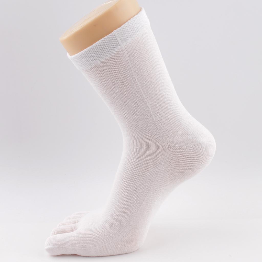3 Pairs Men'S Business Dress Socks With Toes Solid Black White Comfortable Knitted Cotton Toe Sock High Quality 5 Finger Hosiery