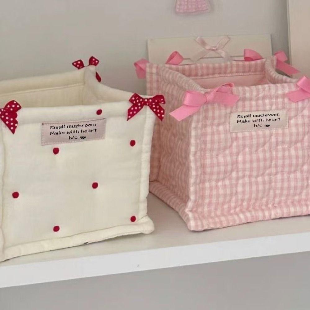 Square Storage Basket Cotton Home Decoration Cute Desktop Box