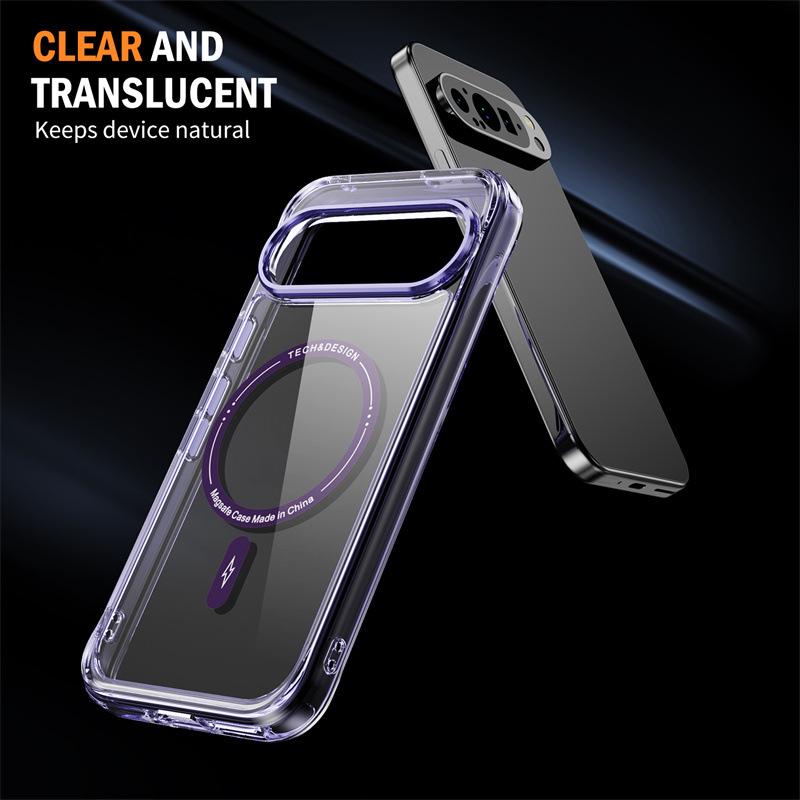 Magnetic Transparent Phone Case for Google Pixel 8, 9, 9A, 8 Pro, 10 Pro, 10 Pro XL