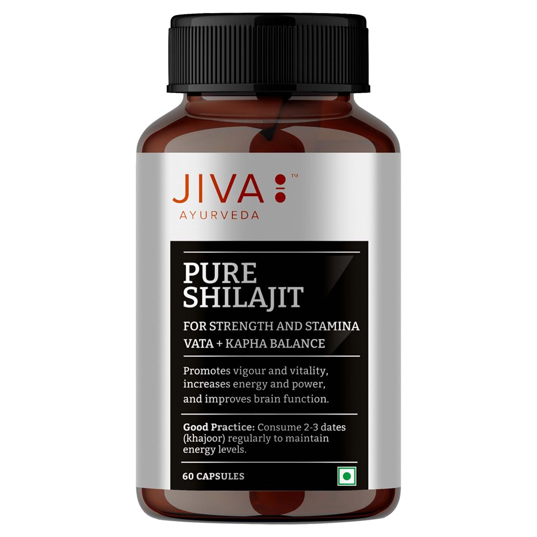 

Jiva Pure Shilajit Capsules 60 Count Pack of 1 | Himalayan Shilajit for Stamina, Strength & Energy Boost