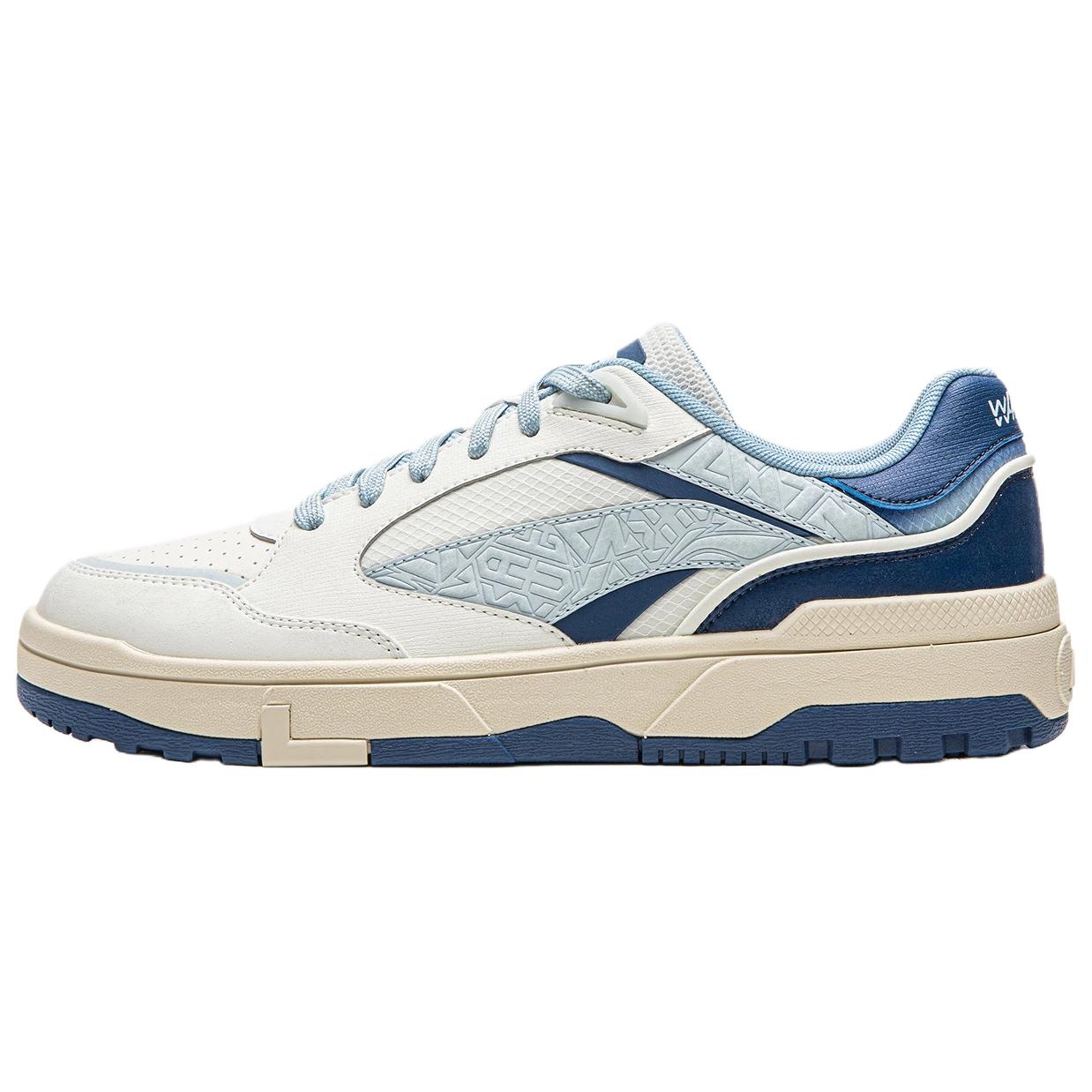 Li Ning Wave LITE Textile, Synthetic Leather Low top Skateboard Shoes Men s White Blue AGCW039-3 39