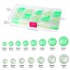 Fishing Beads,632 pcs Round Luminous Glow Rubber Soft Fishing Beads with Plastic Box, Multiple Sizes Sea Fishing Tackles