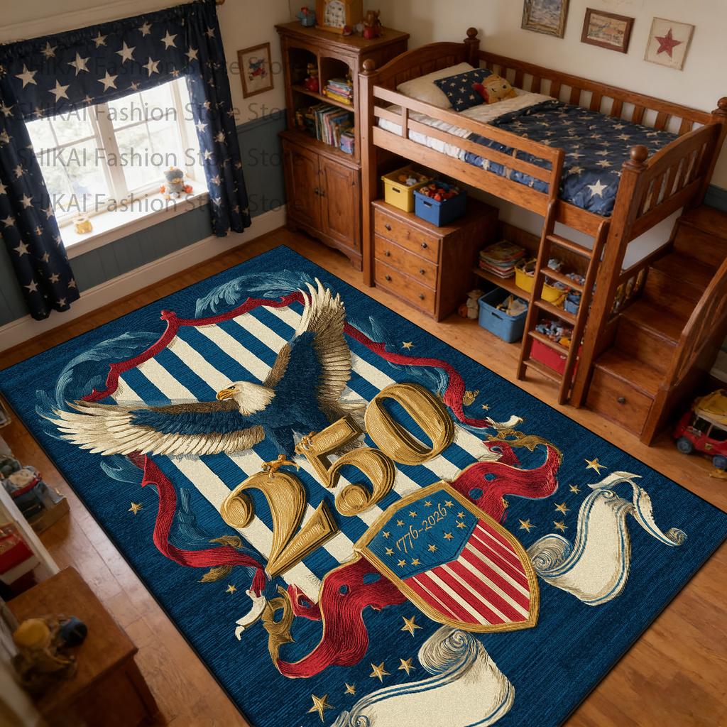 American Patriotic Style Children's Bedroom Rug Decoration Independence Day Washable Carpet Large Area Non-slip Fluffy Floor Mat