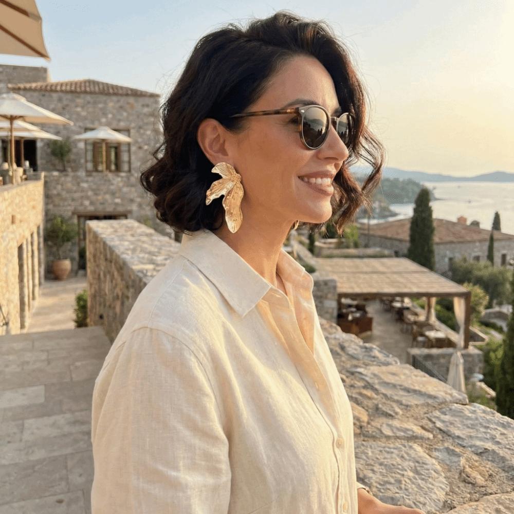 Gold Color Leaf Earrings Exaggerated Fashion Jewelry New Metal Geometric Earrings Holiday