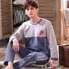Autumn Winter Cotton Cartoon Men's Pajamas Couple Pajamas Set Casual Male Sleepwear Night Homewear
