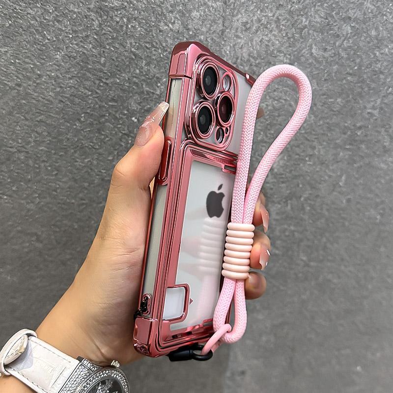 

Чехол-кошелек с отделением для карточек для iPhone 16 15 Pro Max 14 13 12 11, защита камеры, противоударный, прозрачный, мягкий, силиконовый чехол For iPhone 11Pro Max розовый