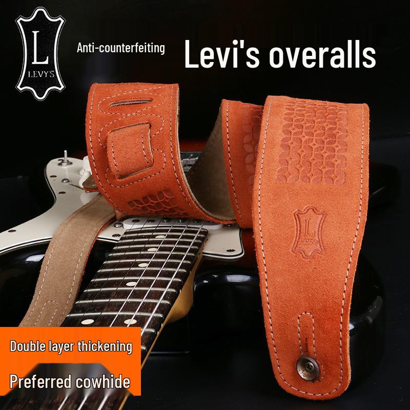 רצועת גיטרה מעור Levy's Li Weisi לגיטרה חשמלית, אקוסטית או בס - MS12/26 רצועת כתף רוק