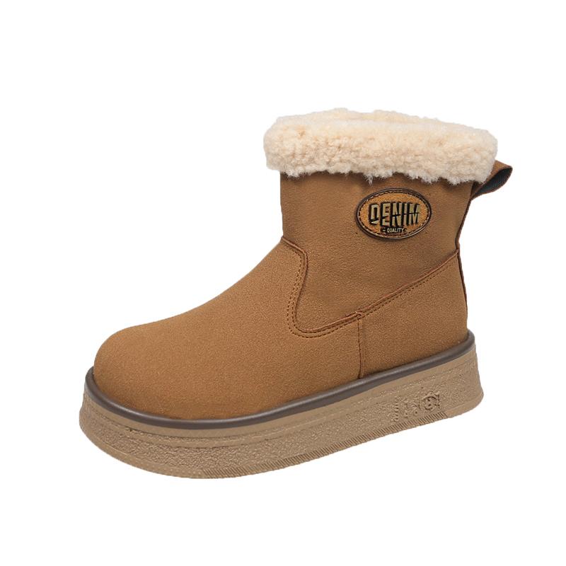 Women Platform Suede Flats Fur Ankle Snow Boots Winter Plush Warm Cotton Shoes 2025 Trend Cozy Non Slip Walking Fad Botas Mujer