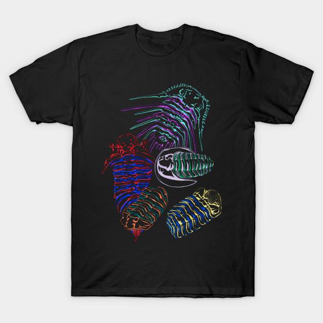 Men Black Print T-shirt Silurian And Devonian Era Trilobites No-Cut Transfer Paper Print Cotton Tshirt S чёрный
