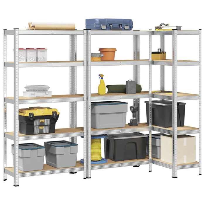 VidaXL Étagères de rangement à 5 niveaux 3 pcs acier bois d'ingénierie 3307590
