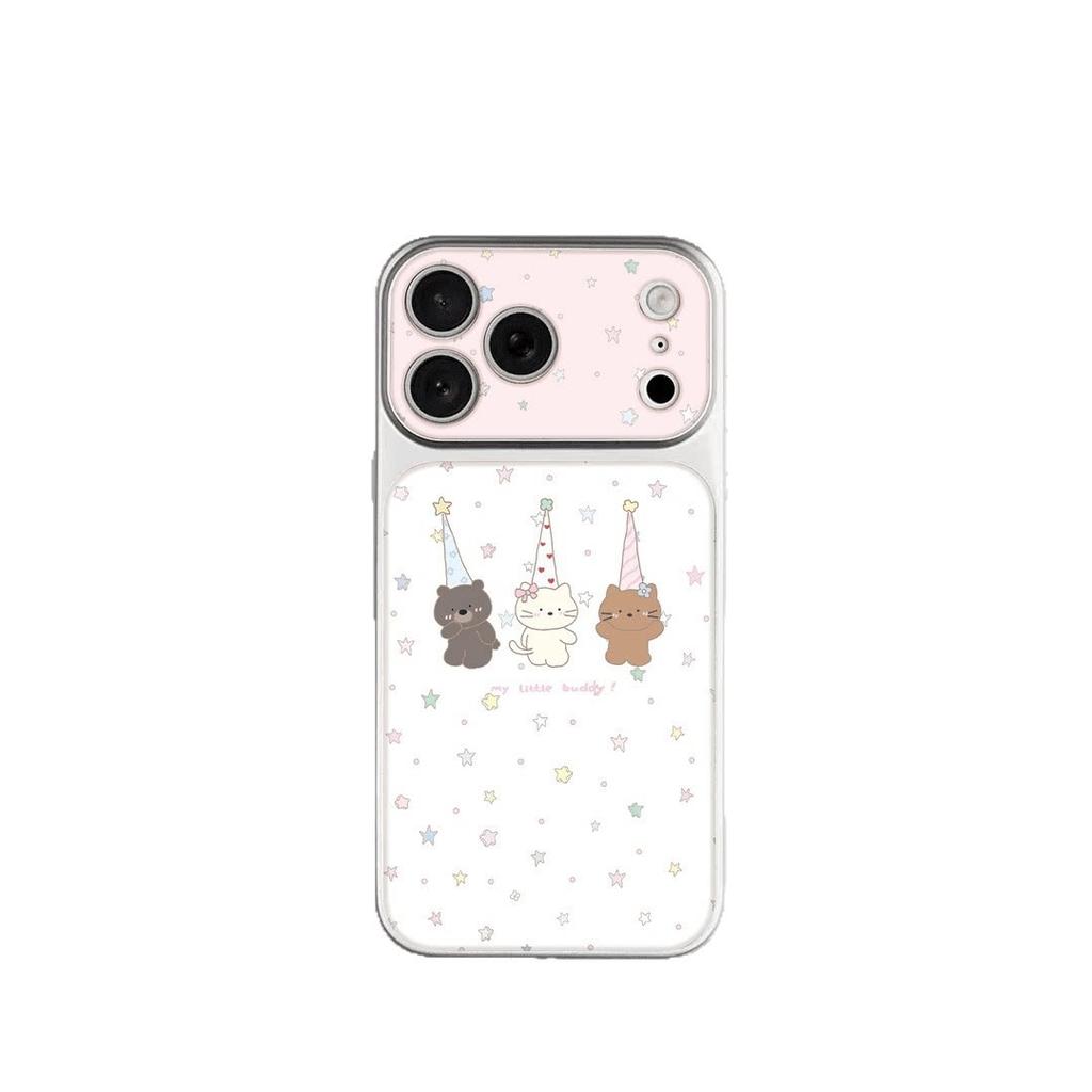 Bear and cat are suitable for iPhone17promax mobile phone case Apple 16pro new 15pro niche 16 leather.