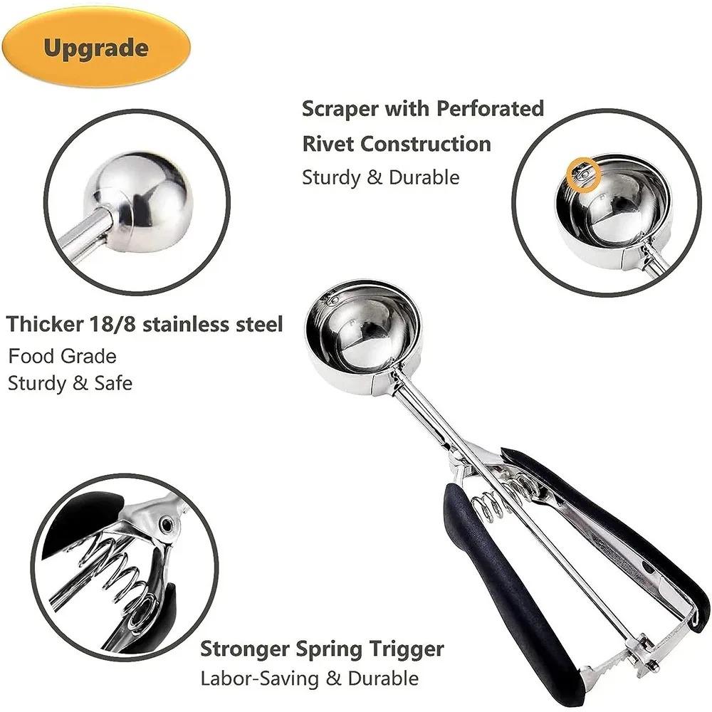 Stainless Steel Cookie Scoop Small Medium Large Cookie Scooper for Melon Ball Cookie Dough Baking Multipurpose Ice Cream Scoops