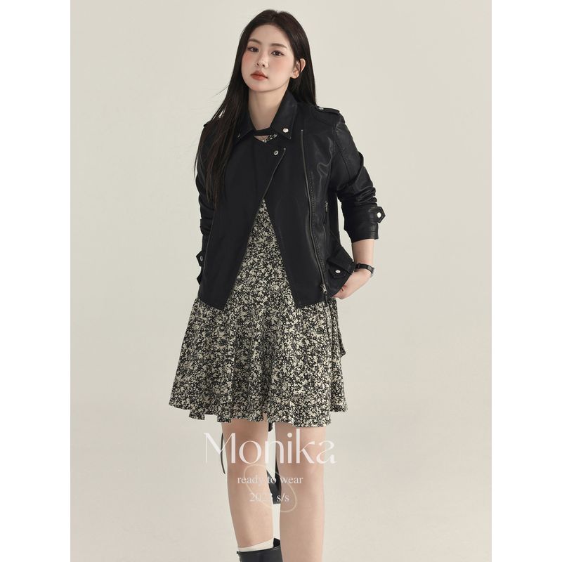 Retro Jacket Women s Clothing Plus Size Ladies Short Motorcycle Clothing Leather Coat Black 2XL
