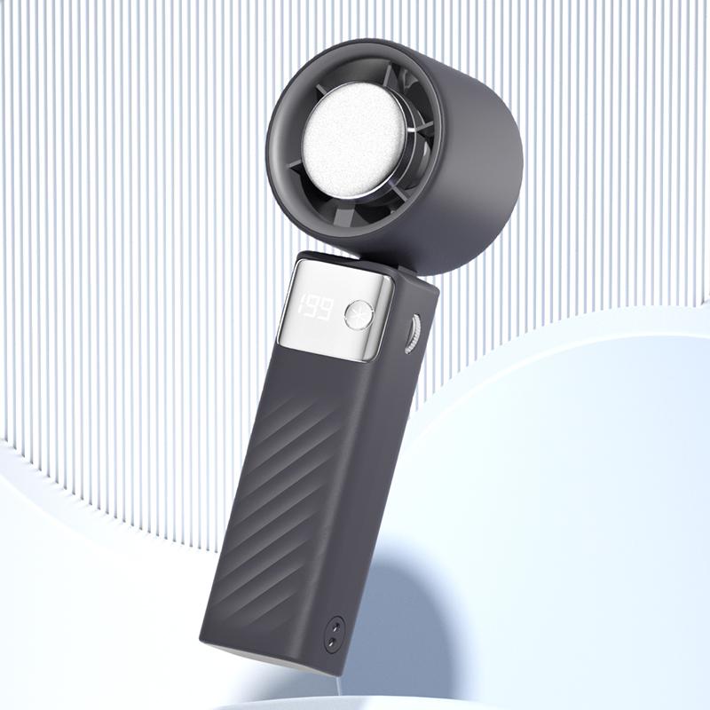 

USB Rechargeable Handheld Ice Compress Fan Portable Folding with Digital Display Desktop Mini Silent Cooling Fan сірий колір