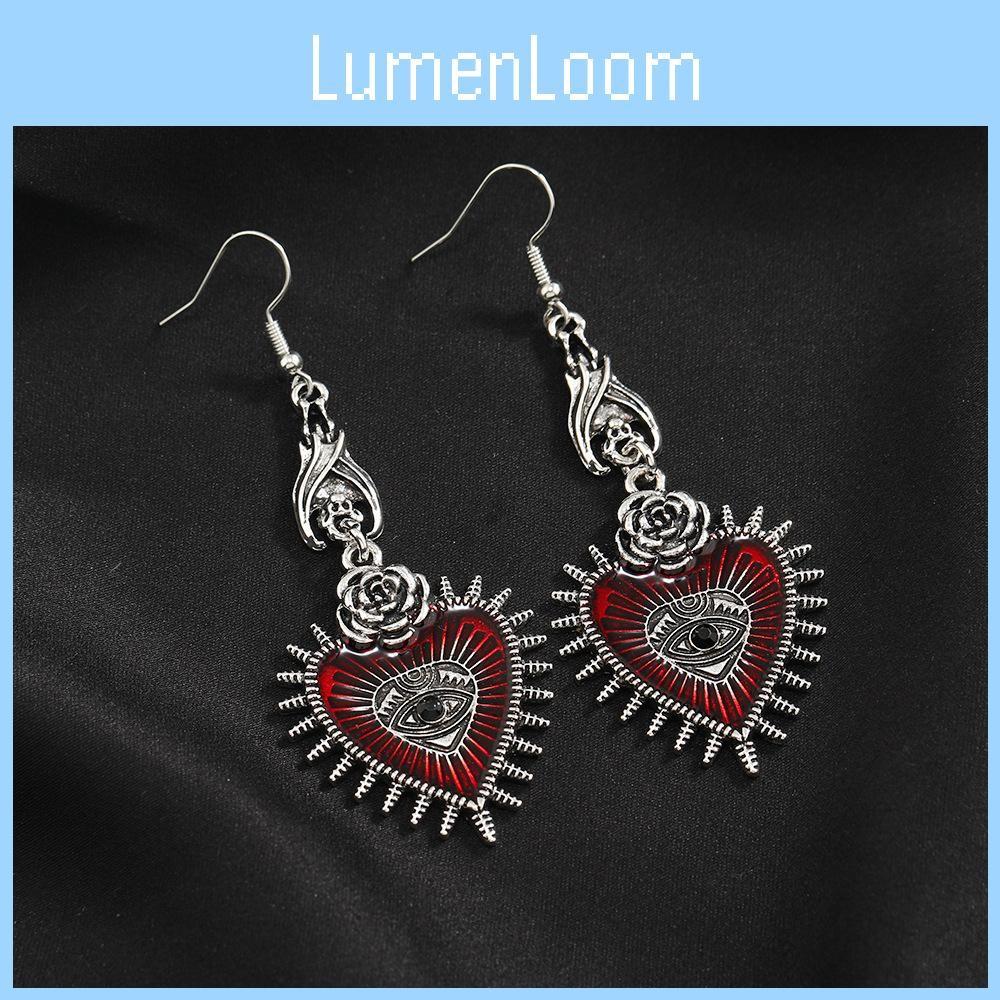 Retro Heart Gothic Earrings With Bloodshot Eye And Bat Motif For Punk Enthusiasts Fashion