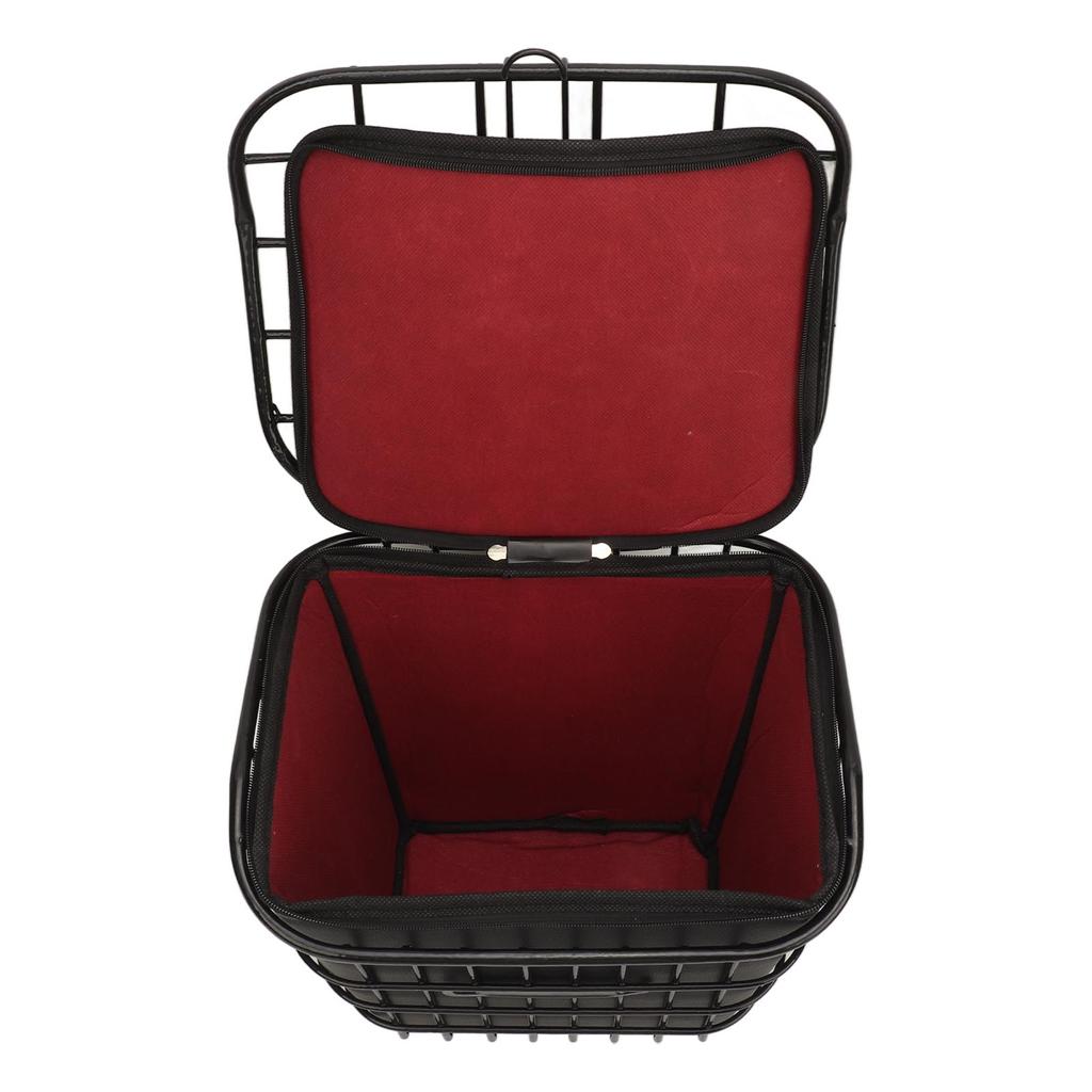Folding Electric Bike Basket Metal Bike Front Basket Universal Hanging Bicycle Basket with Waterproof Inner Bag