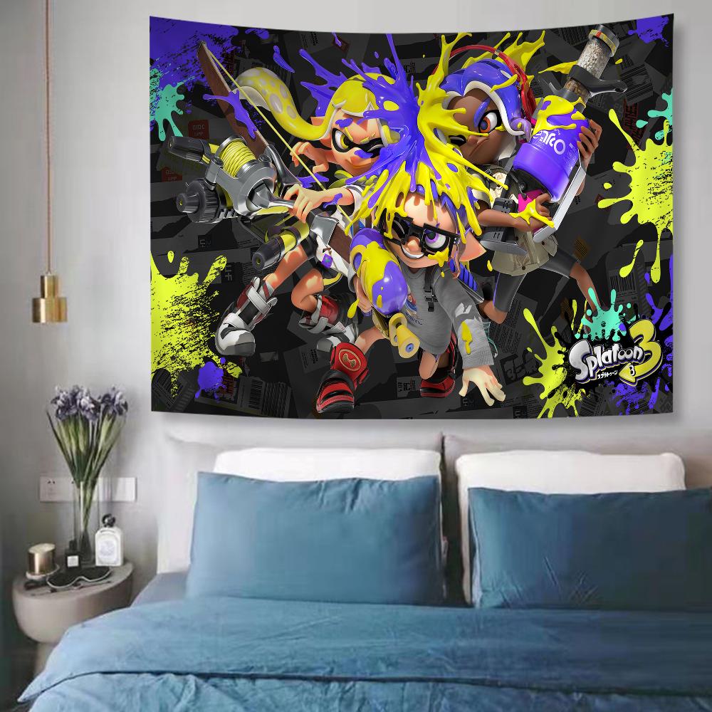 Splatoon Game Tapestry Floor Mat NonSlip Laundry Room Mat Laundry Decor Balcony Child Living Room Household Carpets