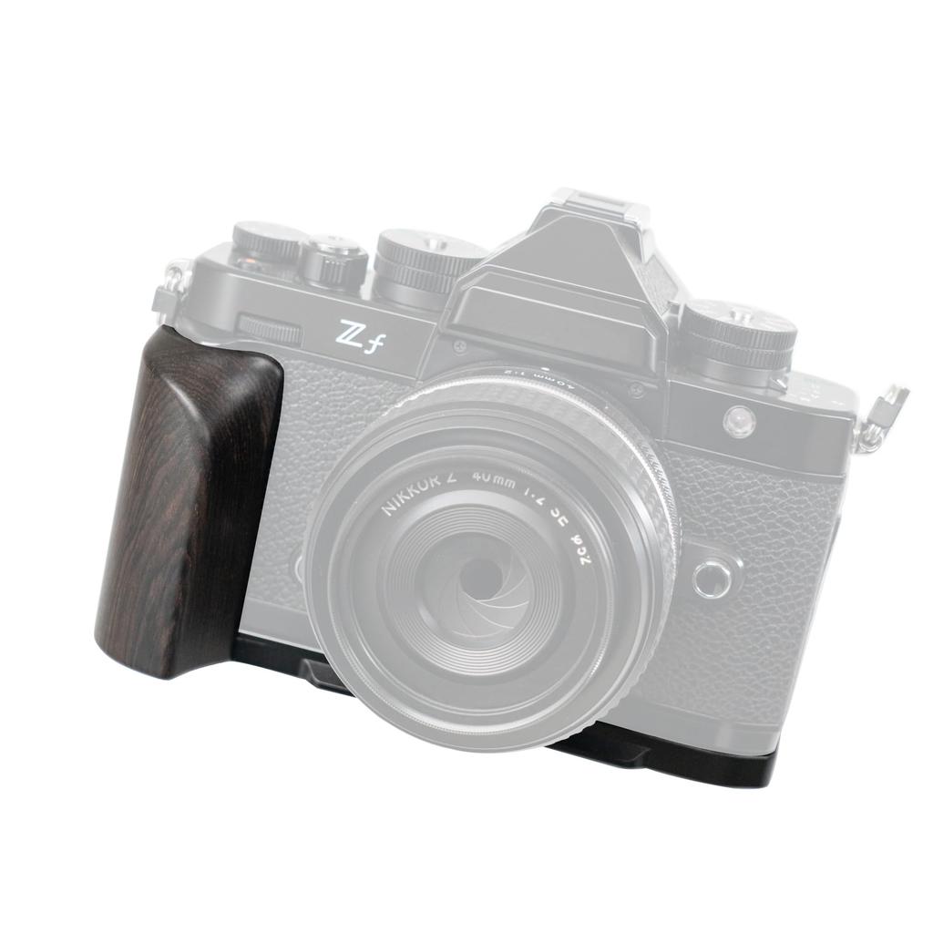 SIUTATDSH Camera Grip for Nikon Zf Cameras with Quick Release Solid Wood Arca Tripod Mountable L-Shaped Plate, Handle, Standard, (Ebony Chalkboard)