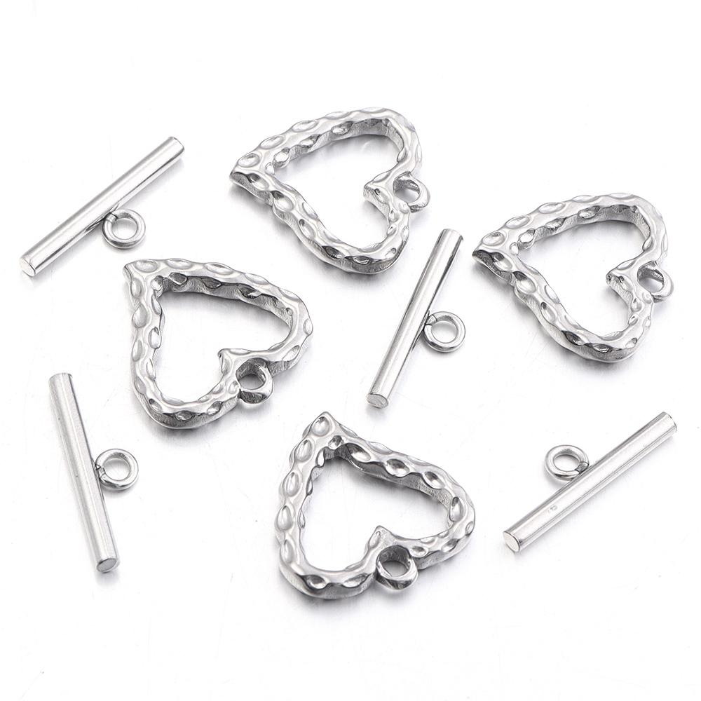 4Sets Stainless Steel OT Clasps Irregular Square Heart Toggle Clasps Connector For DIY Necklace Bracelet Jewelry Making Supplies