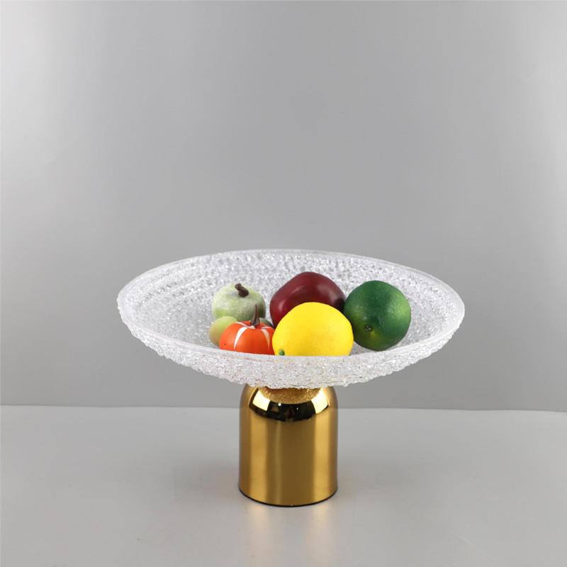 Metal Base Circular Resin Fruit Tray, Candy, Jewelry Storage Tray, Living Room Desktop Storage Tray, Home Decoration