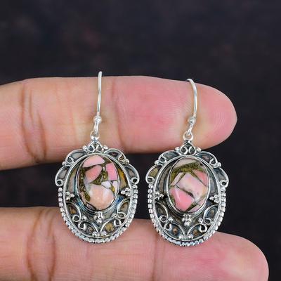 Boucle d'oreille Opale Rose Cuivrée Boucles d'oreilles Pierre Précieuse Vintage Bijoux Uniques Boucle d'oreille en Argent Sterling 925 Boucles d'oreilles Délicates Bijoux Faits Main Cadeaux Pour Elle
