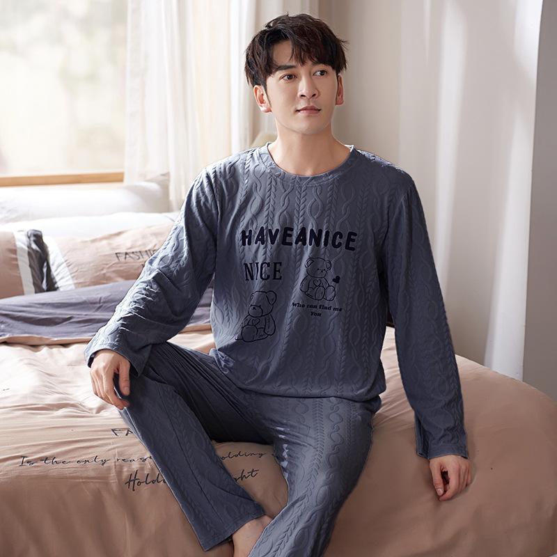 

Мужской хлопковый пижамный комплект с длинным рукавом Meishufen для осени/зимы XL