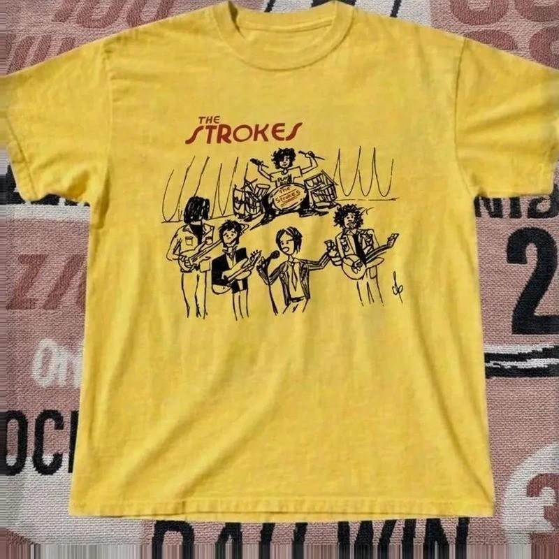 New Hot The Strokes Band On Tour Yellow T-Shirt S To 5XL FF066 Unisex T-Shirt