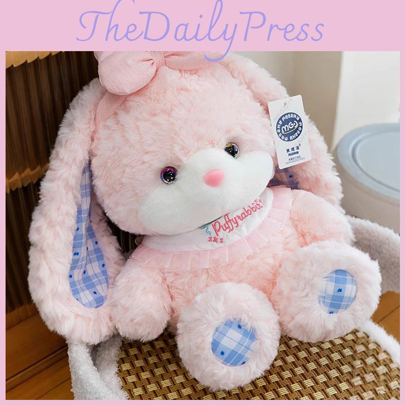 Bunny Cute Plush With Bow Pp Cotton Filling Smooth Short Velvet For Gift Kids