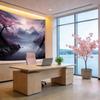 Japanese Cherry Blossom Tapestry Wall Hanging Asian Anime Nature Mountain Wall Art Calming Tapestries For Bedroom Living Room