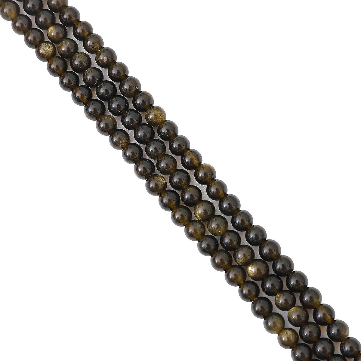 

4-12 мм натуральный золотой обсидиан круглые каменные бусины для изготовления ювелирных изделий DIY браслет ожерелье 4mm 10Pcs