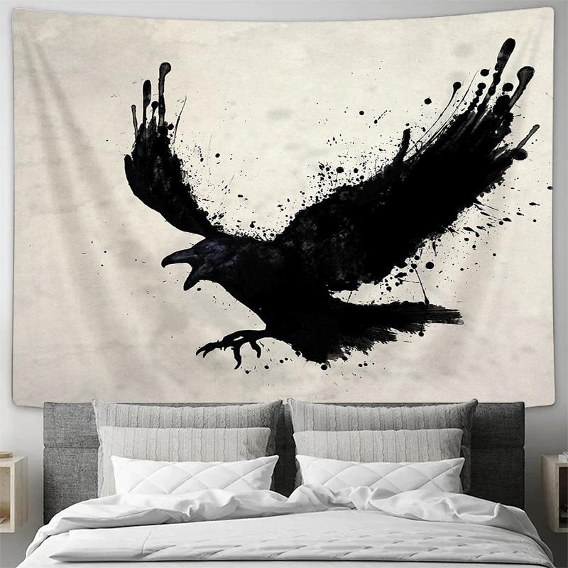 Arazzo Corvo Gotico da Appendere a Parete Arte Foresta Oscura Decorazione Casa Arazzo Uccello Mistico Estetica Grunge Vintage Decorazione Stanza