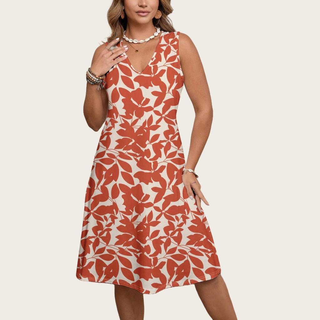 Bohemian V-neck Plus Size Floral Print Summer Dress