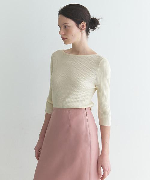 Onaenon Back-Point Ribbed Knit Nek6Mp308