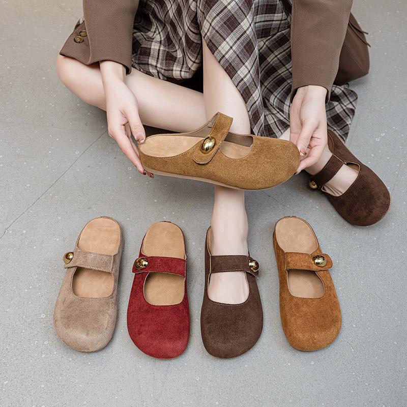 Versatile Women's Closed-Toe Retro Mules with Thick Soles - 2026 Spring Slip-On Casual Shoes