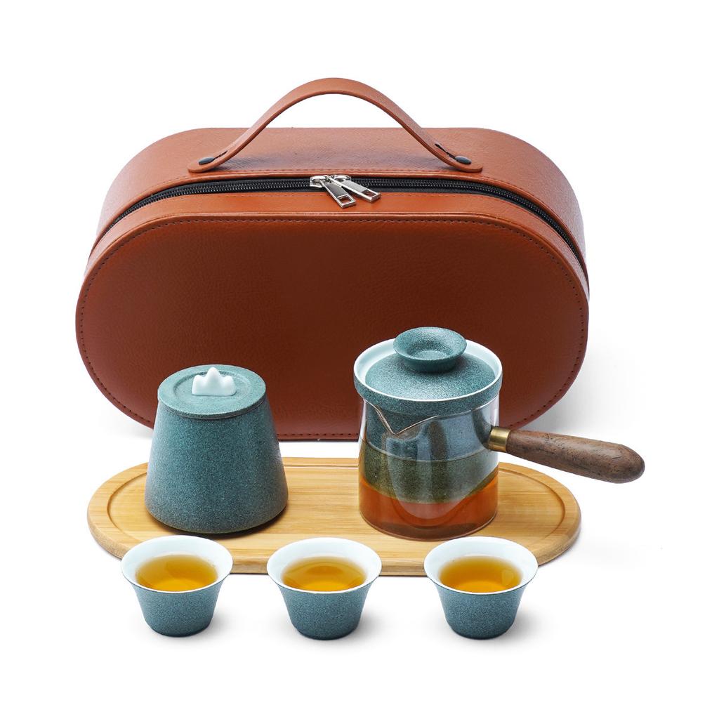 Portable Travel Tea Set for Company Annual Meeting, Quick Tea Cup Small Set, Outdoor and Home Use Kung Fu Tea Cup Teapot Gift