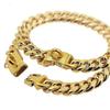 Metal Dog Collar Stainless Steel Pet Choker Gold Link Chain 14mm Wide Lead compatible withSmall Medium Dogs
