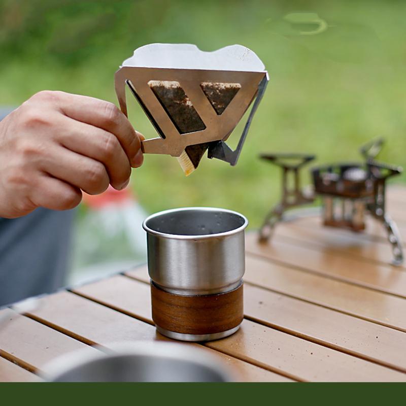 Foldable Coffee Dripper Stainless Steel Portable Pour Over Coffee Stand Camping Coffee Filter Holder Lightweight Outdoor Coffee