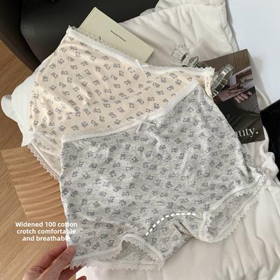 Ladies Spring and Autumn Sweet Cartoon Bear High Spring Cotton Crotch Waist Flat Angle Underwear