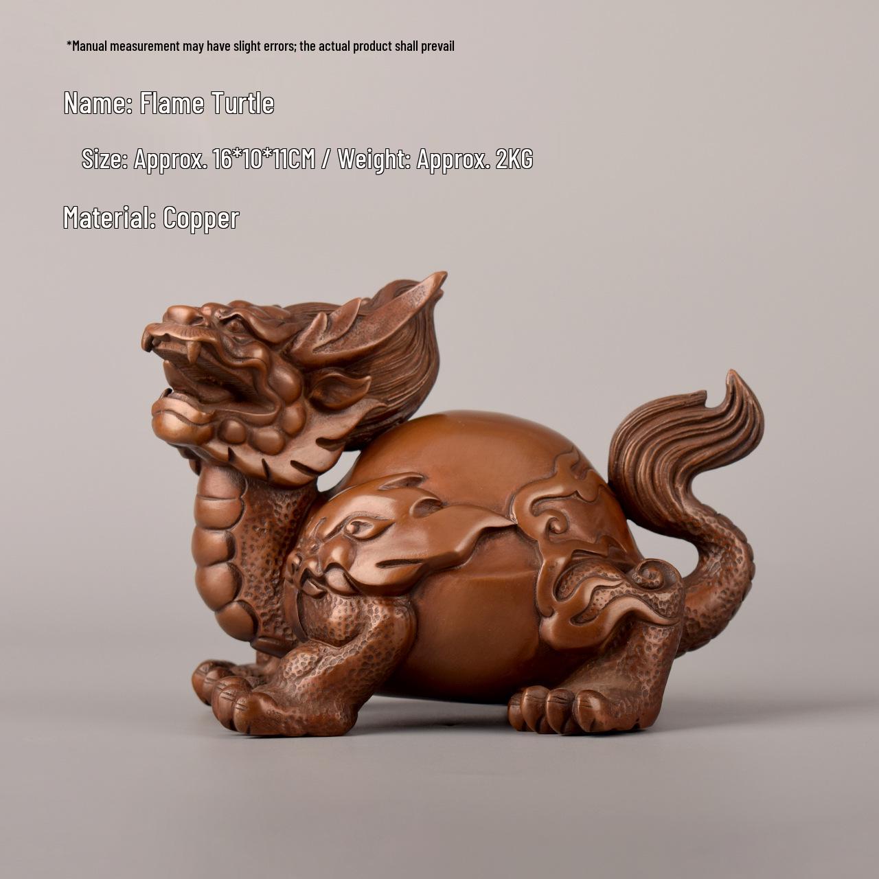 

Purple Copper Dragon-Head Turtle Figurine: Auspicious Home or Office Decoration and Gift