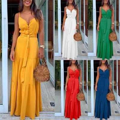 Mouwloze Spaghetti Band Maxi Jurk Dames Lange Zomerjurk Mode