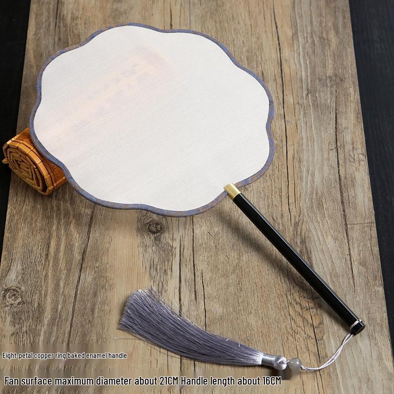 Vintage Silk Hand-Painted Gongbi Fan - Classic Chinese Round Palace Design