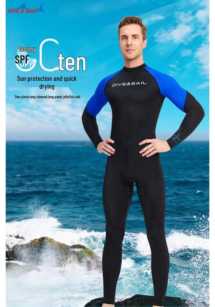 Men's Lycra Quick-Dry Full Body Swimsuit with Sun and Jellyfish Protection