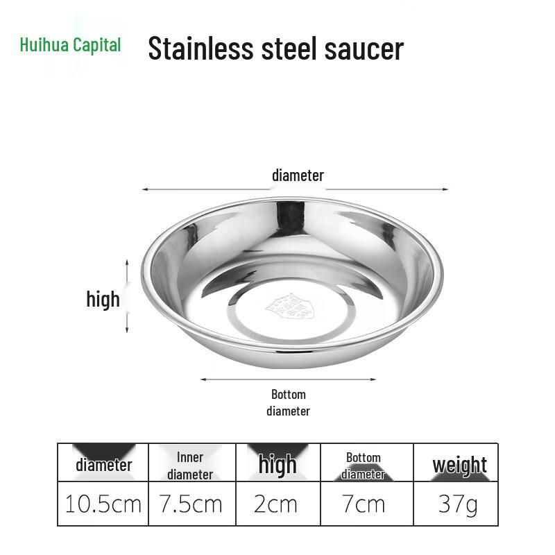 HUIHUADU 304 Stainless Steel Round Canteen Plate